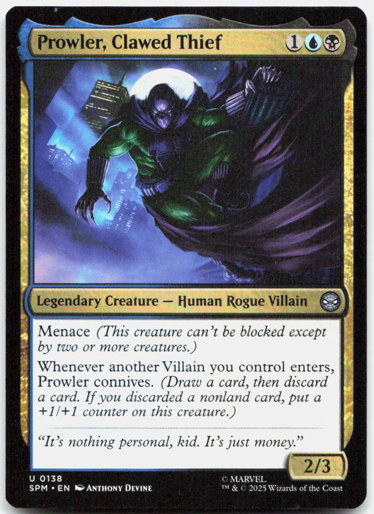 Prowler, Clawed Thief NM U Marvel's Spider-Man 138