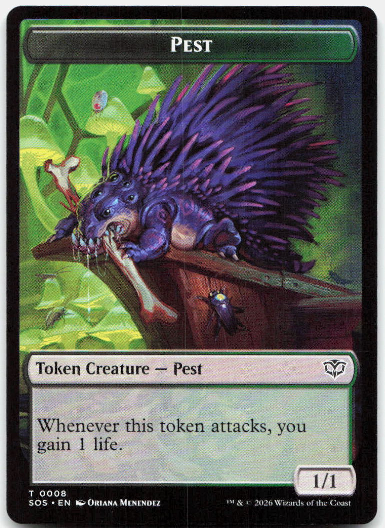 Fractal (0004) // Pest (0008) Double-Sided Token NM T Secrets of Strixhaven