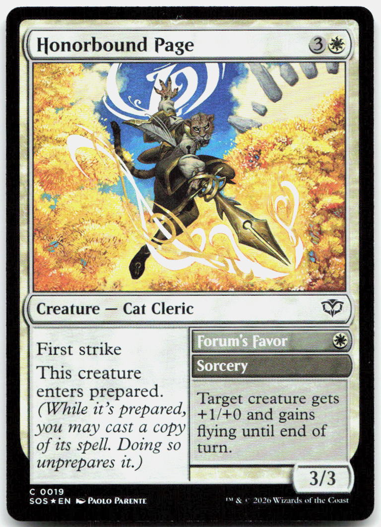 Honorbound Page NM Foil C Secrets of Strixhaven 19