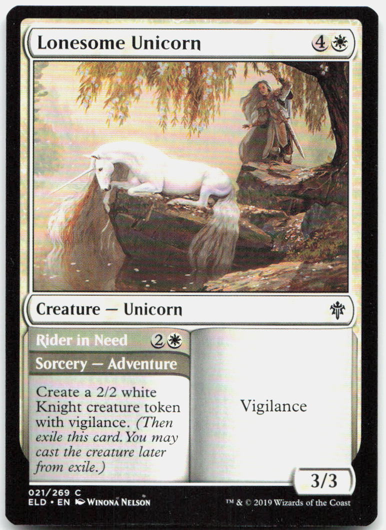 Lonesome Unicorn NM C Throne of Eldraine 21