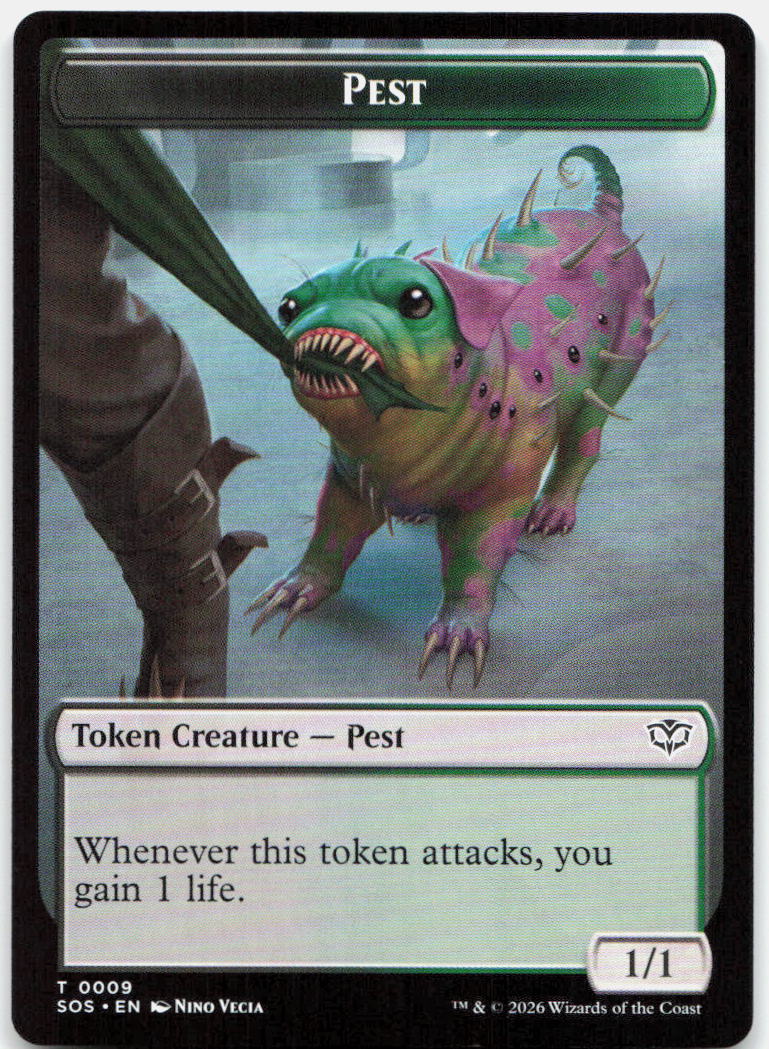 Fractal (0005) // Pest (0009) Double-Sided Token NM T Secrets of Strixhaven
