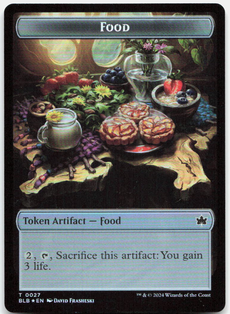 Food // Pawpatch Recruit Double-Sided Token NM Foil T Bloomburrow 27 // 21