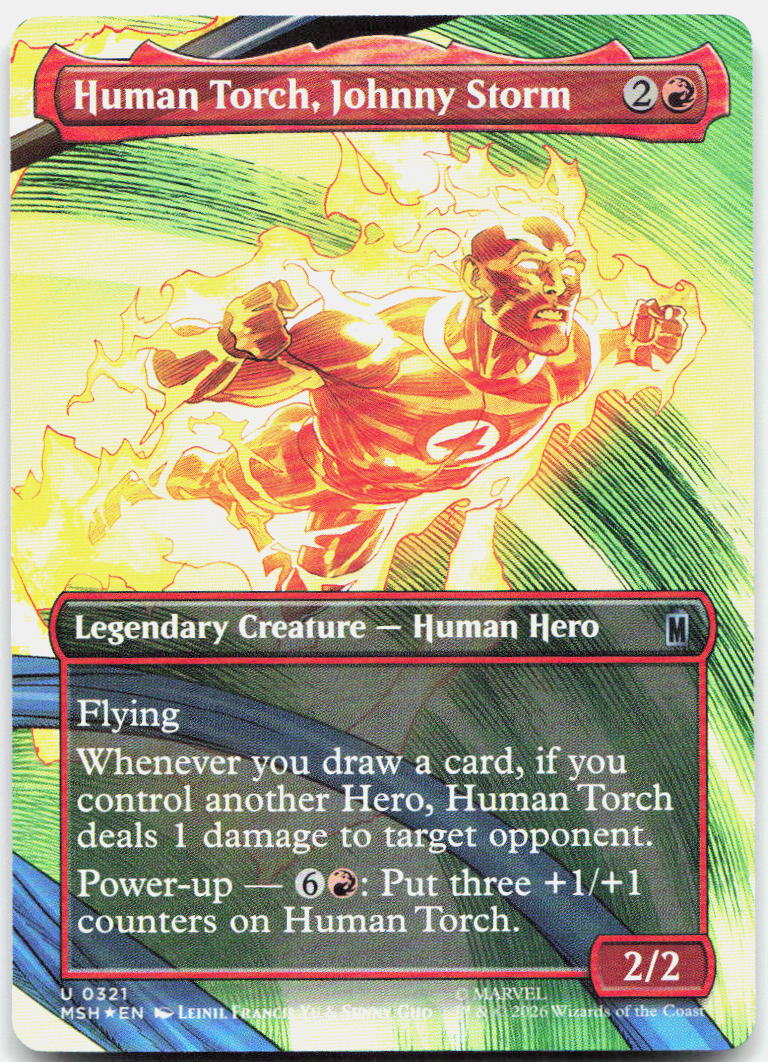 Human Torch, Johnny Storm (Borderless) NM Foil U Marvel Super Heroes 321