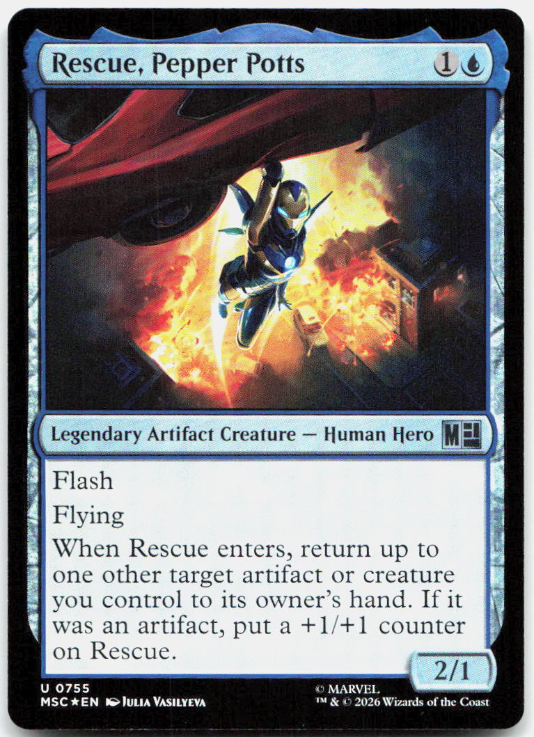 Rescue, Pepper Potts NM Foil U Commander: Marvel Super Heroes 755