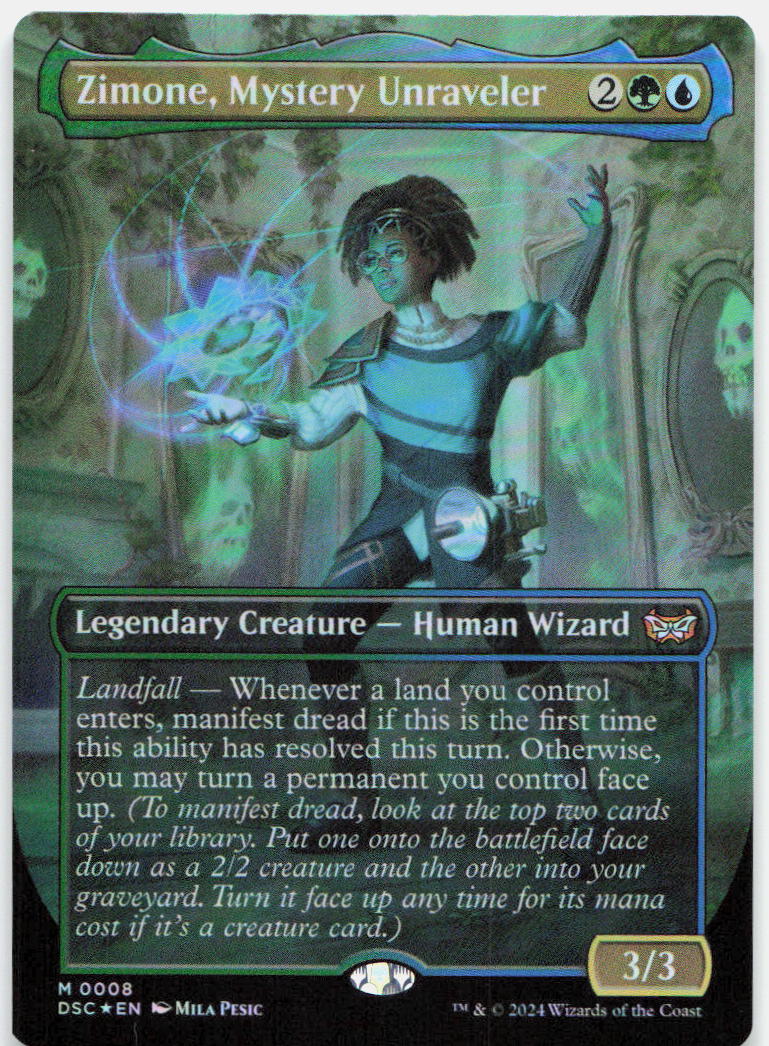 Zimone, Mystery Unraveler (Borderless) NM Foil M : Duskmourn: House of Horror 8