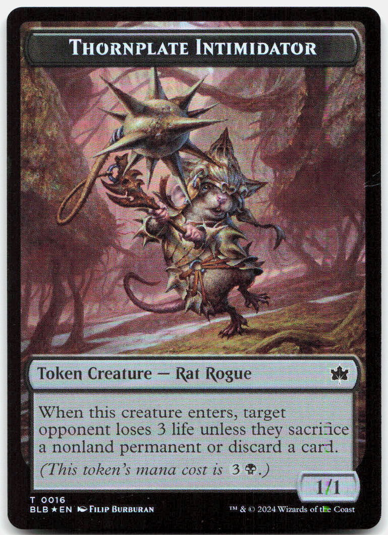 Otter // Thornplate Intimidator Double-Sided Token NM Foil T Bloomburrow 25 // 1