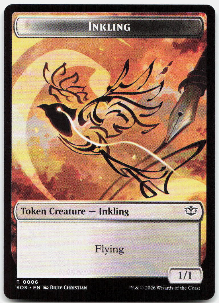 Fractal (0004) // Inkling (006) Double-Sided Token NM T Secrets of Strixhaven