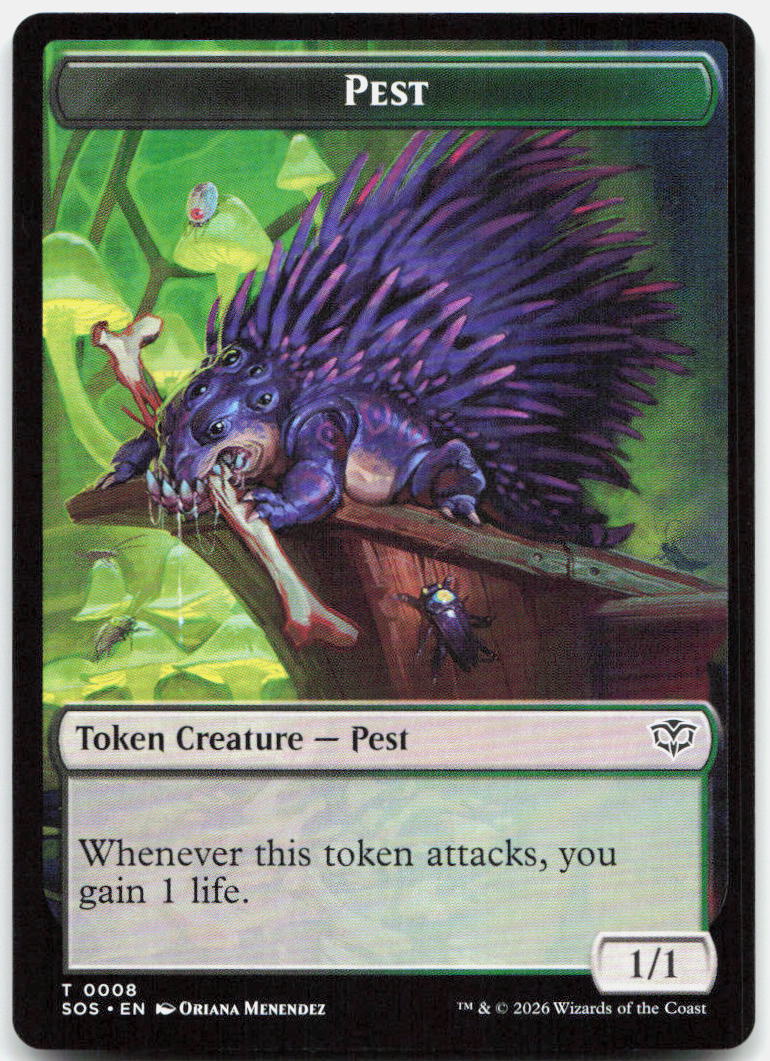 Emblem - Professor Dellian Fel // Pest (0008)  Token NM T Secrets of Strixhaven