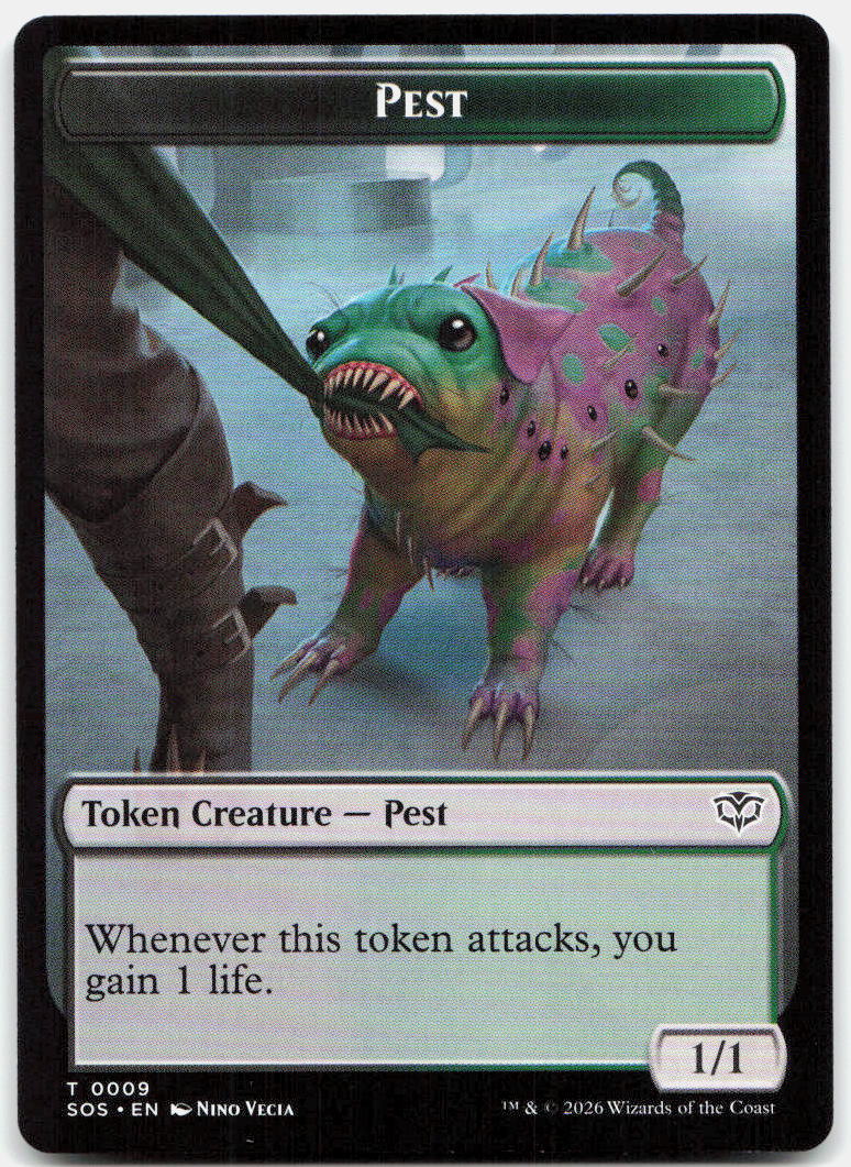 Fractal (0005) // Pest (0009) Double-Sided Token NM T Secrets of Strixhaven 5 //