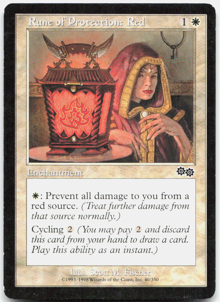 Rune of Protection: Red NM C Urza's Saga 40