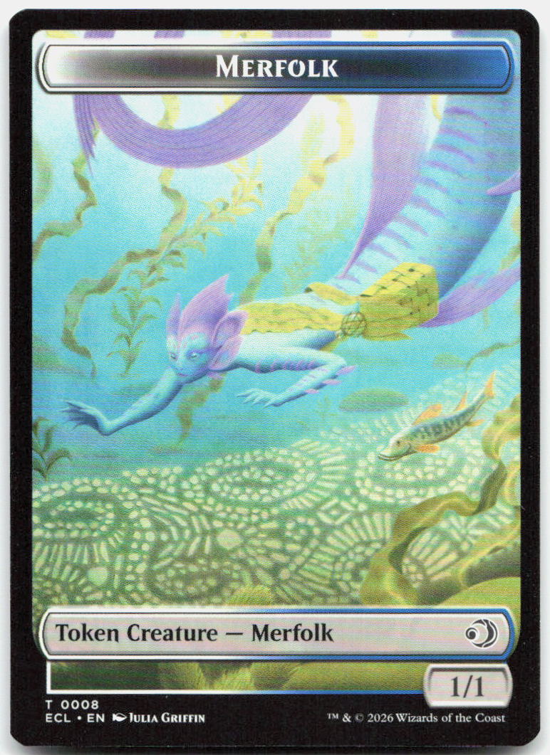 Merfolk // Worm Double-Sided Token NM T Lorwyn Eclipsed 8 // 9