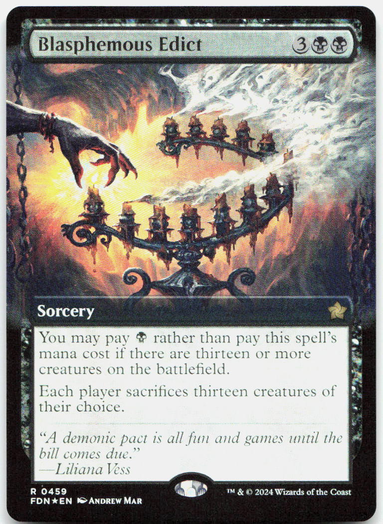 Blasphemous Edict (Extended Art) NM Foil R Foundations 459